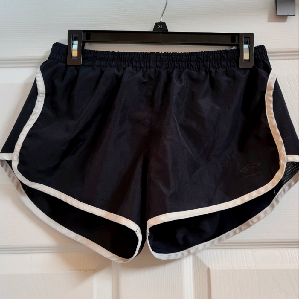 Umbro Women's Black Athletic Shorts with White Trim Size M